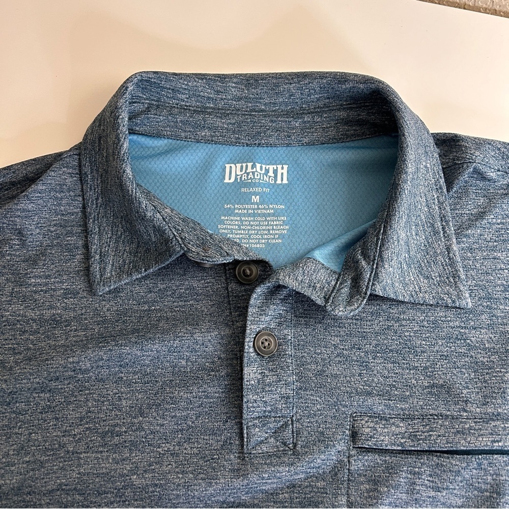 Duluth Trading Nylon Short Sleeve Button Up Polo Mens Size M Relaxed Fit - Picture 6 of 7